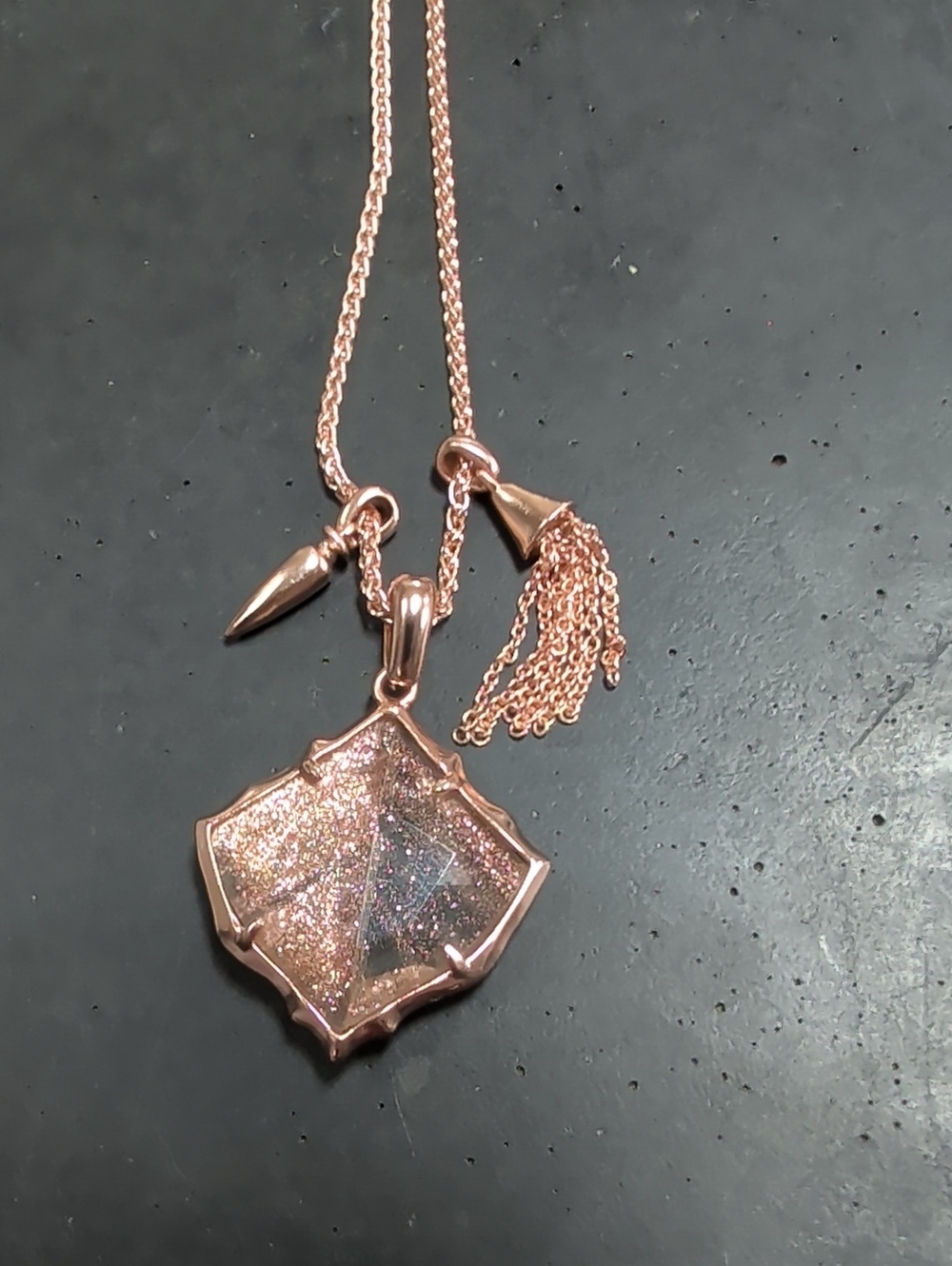 Kendra Scott Arlet Rose Gold Sparkle Pendant Necklace with Tassel